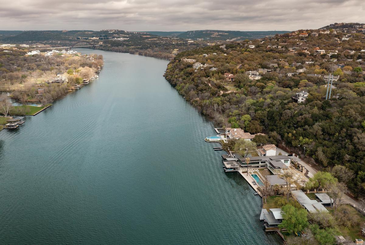 Bottom right: Brian Reese's waterfront home on the Colorado River in West Austin on March 06, 2023.